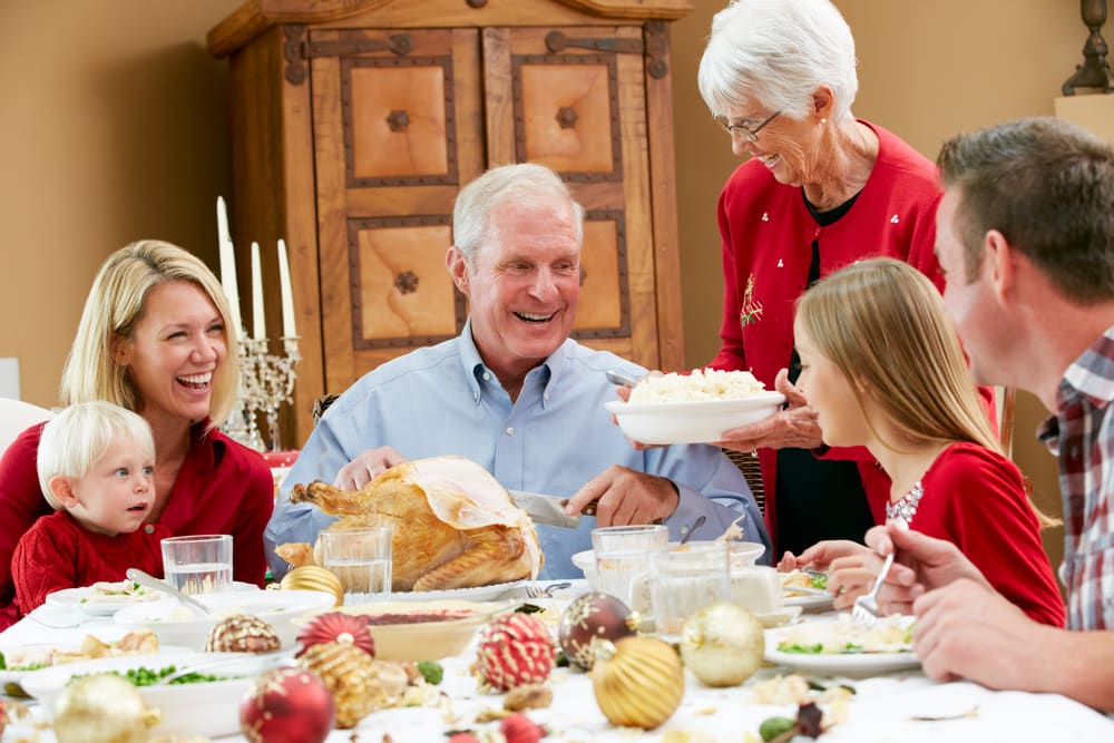 Family Eating and Celebrating Big Meal